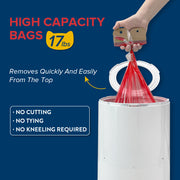 HIGH CAPACITY
BAGS17LBS
Removes Quickly And Easily From The Top.
NO CUTTING
NO TYING
NO KNEELING REQUIRED