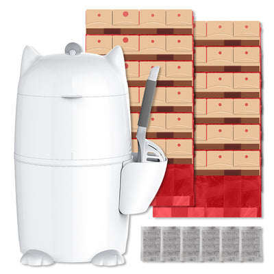 Purrr  Litter Twist'R Pail+12 Refill Bags+6 Charcoal